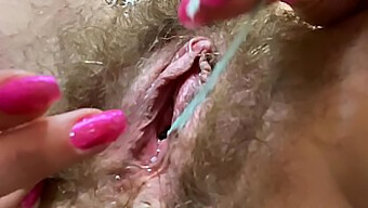 Hairy Pussy Squirts While Getting Edged