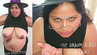 Goze Na Barriga E Engule Em Um Vídeo Pornô De Halloween