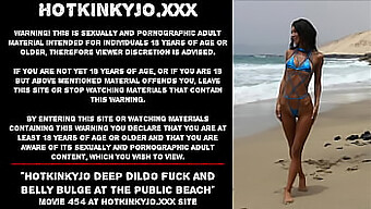 Girlfriend Takes On A Deep Dildo At A Public Beach