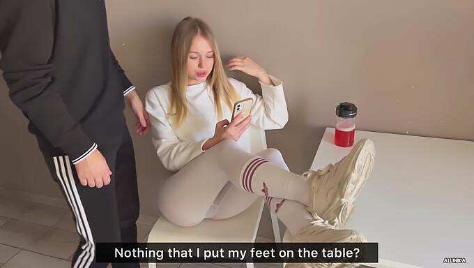 A Rebellious Girlfriend Lays On A Table And Gets Roughed By Her Partner